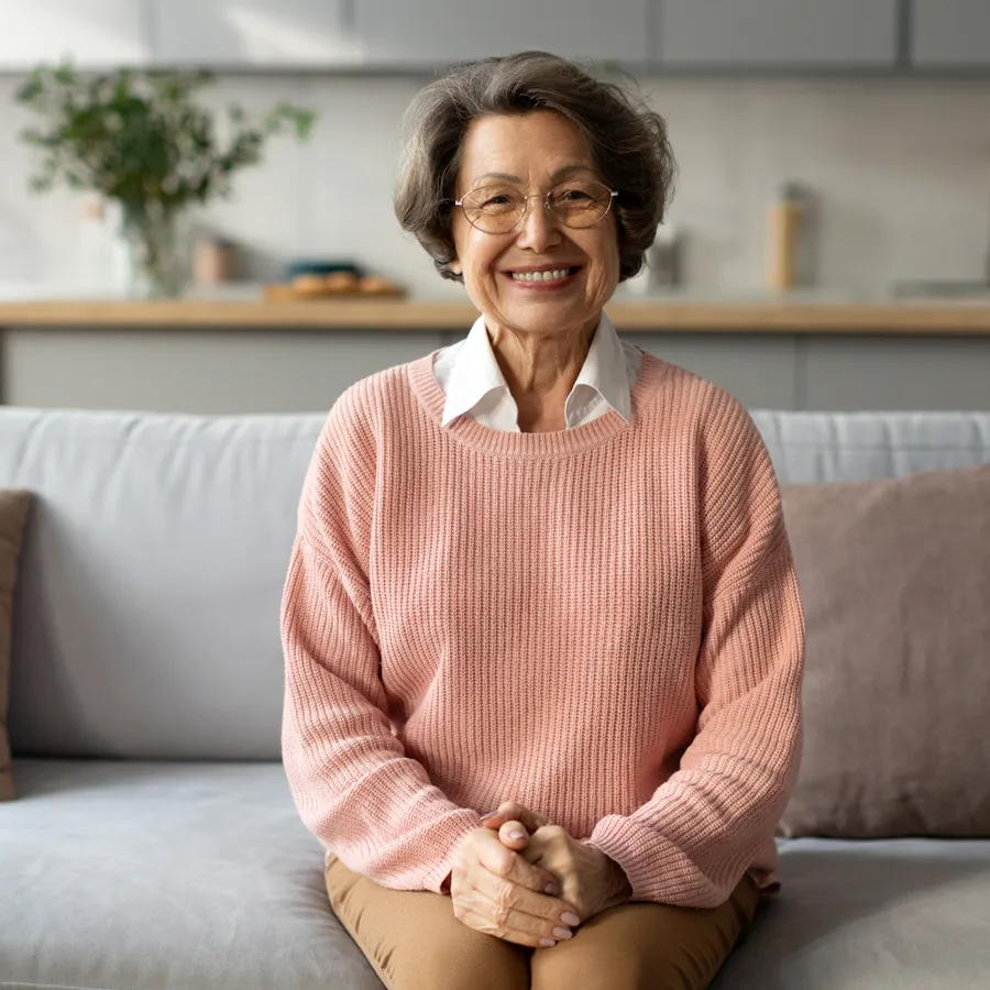 Smiling senior patient at home